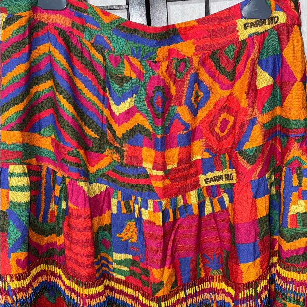 Rare Farm Rio XL summer patches beaded midi skirt - Picture 10 of 13